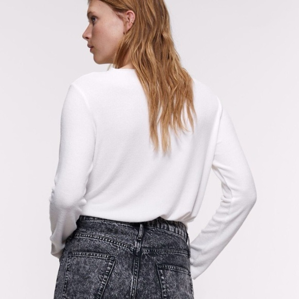 Zara Soft Touch Sweater With Faux Pearls - Picture 4 of 8